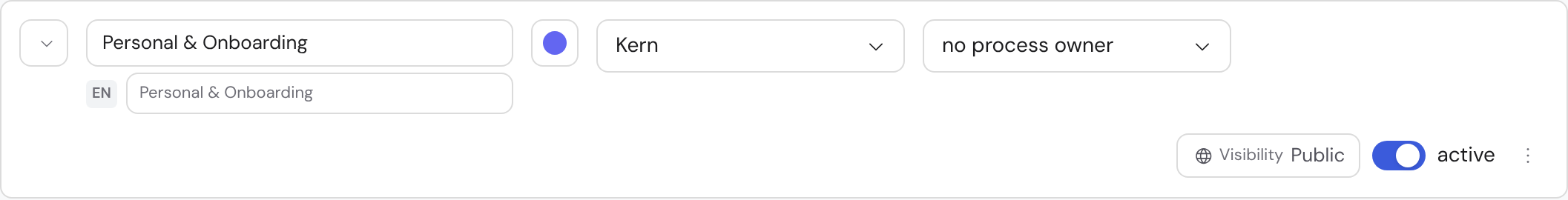 A category row with a secondary-language field revealed below the name
